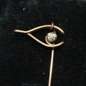 Antique/Vintage Gold-filled Wishbone Stick / Scarf Pin with Paste Stone